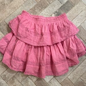 LoveShackFancy Pink Layered A-Line Skirt